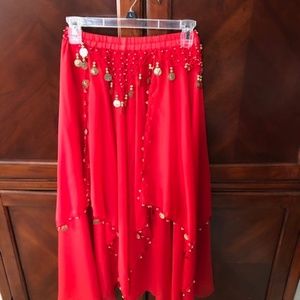 Red Belly Dancing Long Skirt